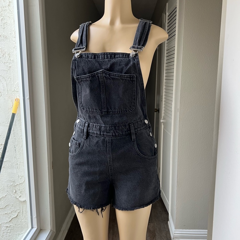 PacSun Black Denim Short Overalls
